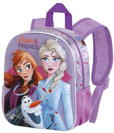 Disney Princesas-Mochila 3D Pequeña, 26 x 31 cm, Capacidad 8.5 L, Fucsia Friends