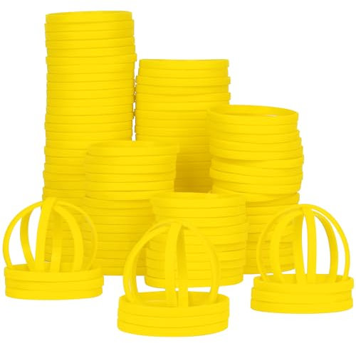 LVNRIDS 100 pezzi Braccialetti in silicone per Adolescenti, 7 inch Lunghezza Sport Braccialetto Elastico per Ragazzi Ragazze Insegnante Studente Partito Decorazioni Giallo