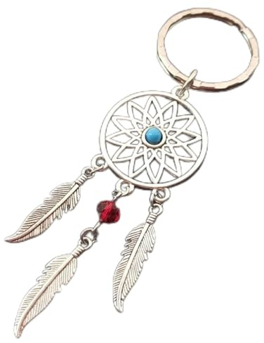 Porte-clés Cadeau rose noire perles dreamcercatcher rose vents chimes de rêves attrape chaîne clé femmes vintage style indien clé porte-clés Porte Clés (Size : Silver-6)