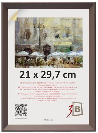 3-B Cadre de l'image VIK - Expresso - 21x29,7 cm (A4) - cadre photo en bois avec verre acrylique