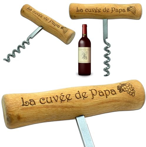 ERNESTINE - Tire bouchon Papa - Idée cadeau personnalisée pour homme, père, anniversaire, fête des pères, Noël - sommelier en bois avec gravure - cadeau papa - tire bouchon professionnel de qualité
