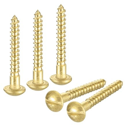 QUARKZMAN Vis à Bois M2.5 x 20mm à Tête Ronde Fendue en Laiton, Vis Autotaraudeuses pour le Travail du Bois, 60 Pièces