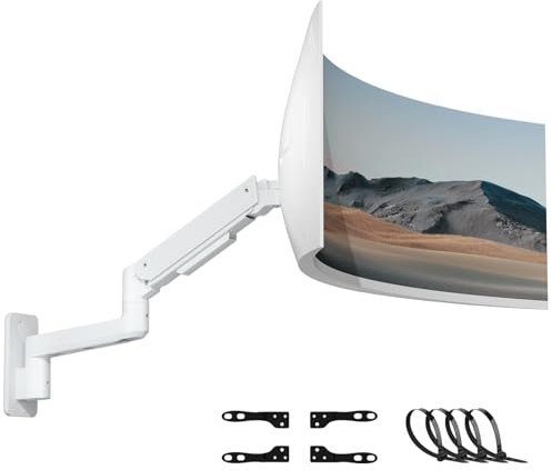 PUTORSEN Premium Ultrawide Soporte Monitor Pared para Pantallas de 17 a 49 Pulgadas PC y TV, Brazo Monitor Pared con Resorte de Gas Ajustable, Inclinación y Giro, Load 2-20KG, VESA 75/100/200