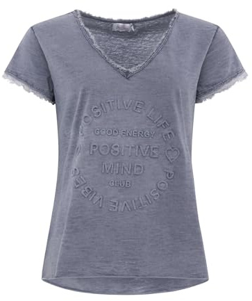 Zwillingsherz Shirt Positiv für Damen Frauen Mädchen - Hochwertiges 100% Baumwolle Oberteil kuschelig weich Sommer Kurzarm Hemd Tail Top V Ausschnitt Fransen Ärmel
