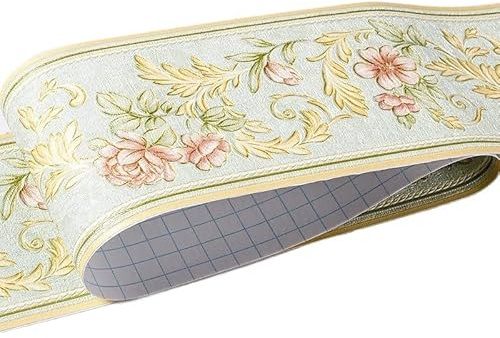 YMYGCC Tapetenbordüre Taillenlinien-Wandaufkleber, Küche, Taille, Badezimmer, Toilette, wasserdicht, selbstklebend, PVC-Tapete, Bordüre, Blumentapete Wandbordüre 963 (Color : B, Size : 10cm X 5m)