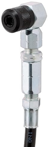 Slippery Pete 90-Grad-Fettpressen-Kupplung – 45,7 cm Flexschlauch, Gewindeanschluss, Schwenkkopf, Fettpressen-Armaturen kompatibel, 31 mm langer Kopf für Heimwerker, Garage und Automechaniker