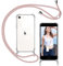 ISOI-Coque avec Cordon Compatible avec iPhone 7/8/iPhone SE 2020/2022,Collier Réglable Téléphone Portable Lanyard Case,Ètuis à Bandoulière Transparente en Silicone TPU Souple avec Airbag Antichoc-Rose
