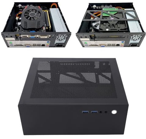 Small ITX PC Case, Steel Micro ITX Case PC Case, with USB 3.0 Port, PCI Slot, for FLEX Power Supply, for Computer PC