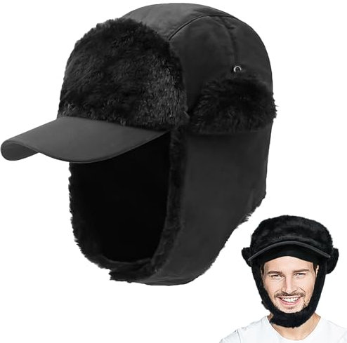 YBCCBY Chapeau de Trappeur Chapka Homme Casquette Cache Oreille Homme Aviateur Casquette Chaude Chapeau Chaud Anti-Vent Casquette de Trappeur d'hiver Casquette Hiver avec Cache Oreille Pliable