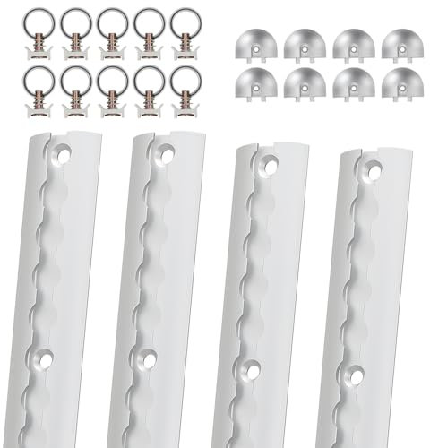 Fiqops Airlineschiene 4x1 m Aluminium,Zurrschienen Runde Halbrunde Form,Airlineschienen Set mit 10 Airlineschienen-Fitting-Ring 8 Airlineschiene Endkappe,für LKW und Wohnmobile