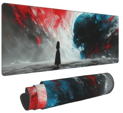 Gaming Mauspad XXL 600x400x3mm Girl Death Reaper Mousepad Vernähte Kanten Wasserdicht Anti-Rutsch für PC, Laptop Multifunktionales Schreibtischunterlage Verbessert Präzision und Geschwindigkei W-602