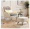 LULUMAIC Glider RockingArmchair mit Fußhocker, Mid-Century-Schaukelstuhl mit Lendenkissen und Ottomane, Glider Rocker Chair für die Stillzeit, bequemer Sessel (Farbe: Weiß)