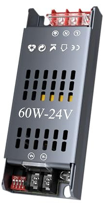 HOOLED Trasformatore LED DC 24 V 2,5 A, 60W Alimentatore Dimmerabile a Livelli Pro per Strisce LED con 5 Modalità di Protezione, Adatto per 220-240 V AC a Trasformatore Bassa Tensione DC 24 V
