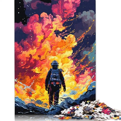 1000-teiliges Puzzle, künstlerische Feuerwehr-Puzzles für Erwachsene und Kinder, Holzpuzzle, Familienaktivität, 75 x 50 cm