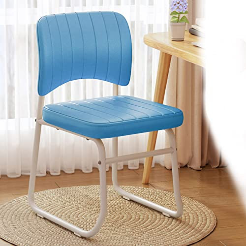 Stapelbarer Arbeitsstuhl mit mittlerer Rückenlehne und Rädern, ohne Armlehnen, Bürostuhl für Zuhause, Büro oder Studenten, schwarzer Netz-Rücken, Schreibtischstuhl, Computer-Netzstuhl (blau/weißer