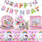 Kitty Partygeschirrt, Kitty Geburtstagsdeko, Kitty Geschirr deko ,Kitty Geburtstag Dekoration Geschirr Set, Party Zubehör Tischdecke Teller Becher Servietten