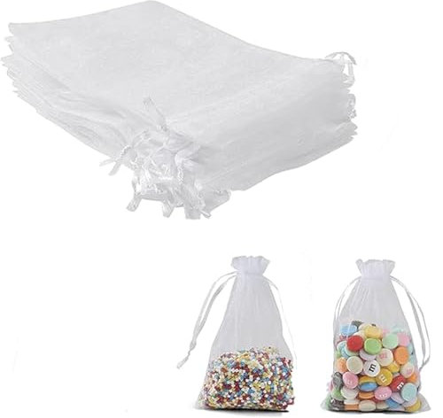 30 Stück Organzasäckchen 20 x 30 cm Weiße OrganzaBeutel Organza Beutel Trauben Schutzbeutel mit Zugband Geschenksäckchen mit Kordelzug für Schmuck Geschenke Süßigkeiten Hochzeit