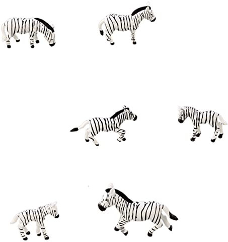 Toyvian 6Stücke Zebra Figuren Harz Miniature Zebra Dekoration für Garten Büro und Kinderzimmer Realistische Miniatur Zebraskulpturen für Landschaftsdesign