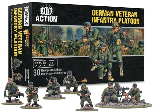 Warlord Games German Army Veteran Infantry Platoon - 28mm Scale Plastic Miniatures for Bolt Action Highly Detailed World War 2 Miniatures