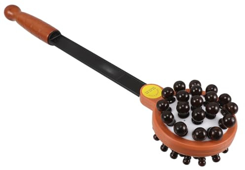 FRCOLOR Rückenmassagegerät Holzperlen Doppelseitig Ausziehbarer Massagehammer für Rücken Nacken Manuell Handlich für Akupunktur und Ganzkörpermassage