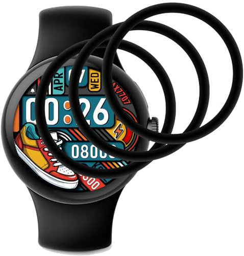 Beukei Pellicola Temperato per Google Pixel Watch 3 45mm, 3 pezzi Vetro Protezione [HD Chiaro][Senza Bolle][Ultra Clear][Durezza 9H][Anti-Graffio] Proteggi Schermo