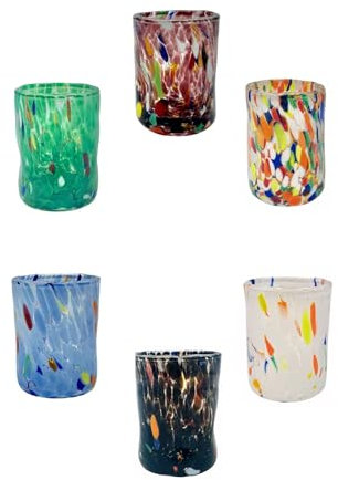 MurArt Shot di Murano Set da 6 bicchierini alt. 6,5 in vetro soffiato a mano in lavorazione artigianale Collezione Eleganza Made in Italy (1, Mistoo)