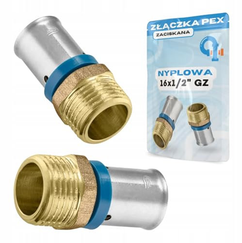 Rimex Pressfitting Kupplung 16x1/2 Außengewinde PEX, Klemmbar, Massiver Messing, Kompatibel mit U-Pressbacken, 1 Stück