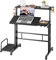 Dripex Stehpult Höhenverstellbar Sitz-Steh Schreibtisch mit Rollen, Mobiler Stehtisch mit neigbar Tischplatte, 80x60cm Laptoptisch Workstation für Zuhause und Büro, Schwarz