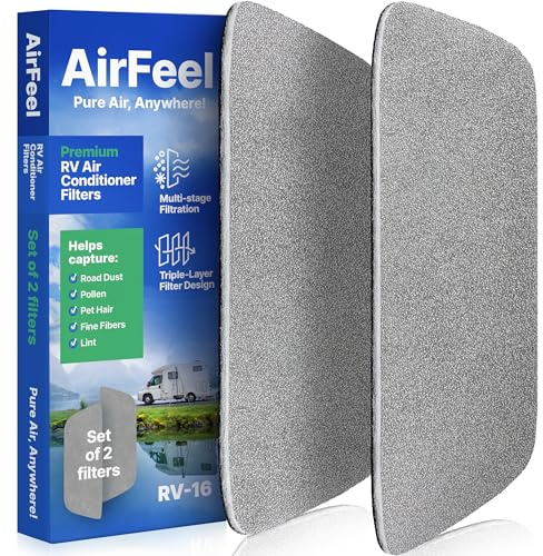 Premium RV AC Filter Replacement - New Triple-Stage Air Filters for Coleman Mach Air Conditioner - 6”x16” AC Filters for Camper, Motorhome, Travel Trailer, RV Fifth Wheel Must Haves Parts (2 Filters)