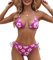 Genfien Maillot de Bain Femme 2 Pieces Halter Triangle Bikini Rembourré Réglable Maillot de Bain à Cordon Shorts Taille Basse Sexy Classique Push-Up Brésilien