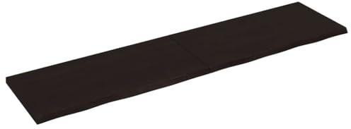 YUOTYRKTEJRSG Wandregal Dunkelbraun 200x50x(2-4) cm Massivholz Eiche Behandelt Schwebendes Regal Wandboard Wand Regale Regalbretter für Schlafzimmer Arbeitszimmer Küche Badezimmer