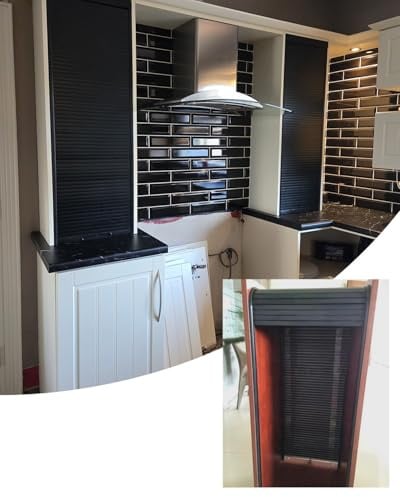 Porte Accordéon Porte à Tambour Noire Kit de Meubles de Cuisine, Porte de Placard Pliante et Coulissante pour Buffet, Barrière de Penderie Enroulable pour Bac de Rangement(60x100cm (23.6x39.4))