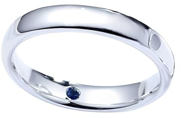 Wycian Silberne Ringe Frauen Set Ring Blau mit Stein 9K Weißgold mit 0,03 CT Saphir Größe 57 (18.1) Massiv, Nicht Plattiert Aktualisierung 3.0 für Lesben Neujahr Schmuck