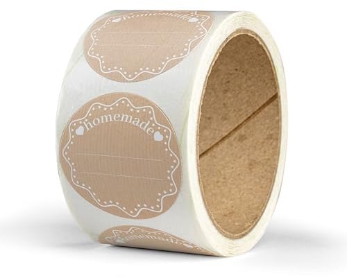 Etiketten Marmeladengläser – 50 Marmeladen Aufkleber zum Beschriften – Klebeetiketten für Marmelade – selbstklebend, wasserlöslich – Rahmen – (Motiv 2, 5 cm)