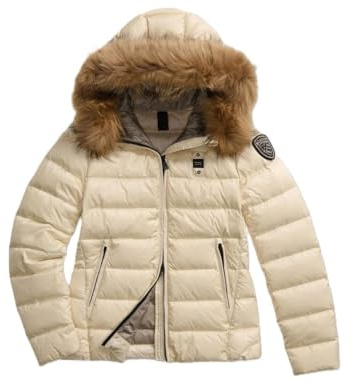 Blauer Piumino Donna con Cappuccio in Pelliccia Arcadia in Nylon Lucido 25WBLDC03099 8057629896431 - M Grigio M