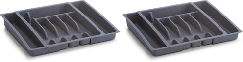Zeller Cutlery Box, Grey, 29 x 38 x 6.5 cm (Pack of 2)