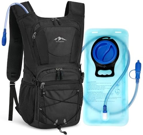 RAINSMORE Hydration Backpack with 2L Water Bladder Lightweight 15L Hiking Water Backpack Large Capacity Hydration Pack for Running Cycling Biking Walking Climbing Fits Men & Women