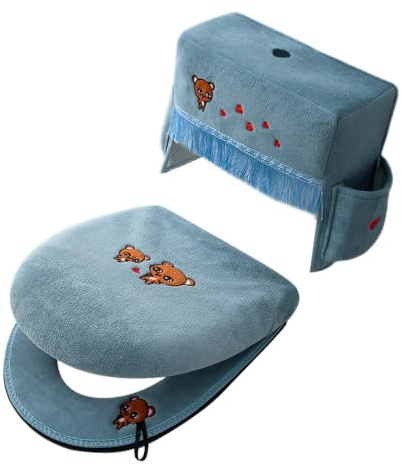 Toilet Seat Cover Set Universal Soft Comfortable Mat with Zipper