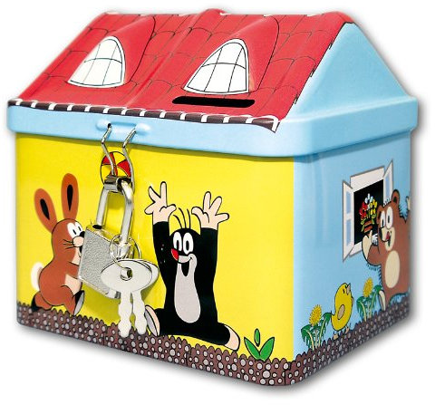 Spardose als Haus mit KRTEK - der kleine Maulwurf
