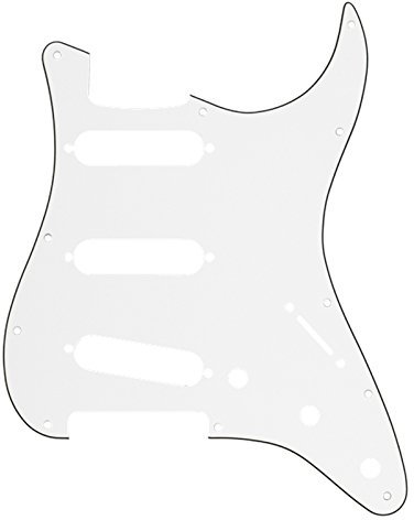 Musiclily 11 Löcher SSS Strat Pickguard Gitarre Schlagbrett für Fender American/Mexican Standard Stratocaster Modern Style E-Gitarre,3 lagig Weiß