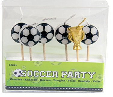 PARTY DISCOUNT Kerzen Fußball zum Stecken, 6 Stück