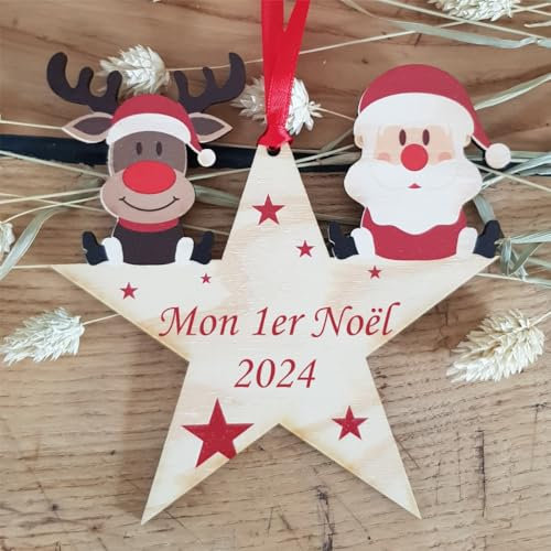 Décoration de Sapin - Mon Premier Noël (Boule 1er noël) - Etoile Bois