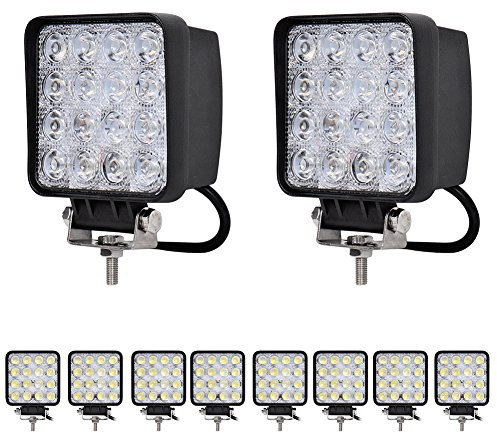 10stück 48W LED Lampe Rechteck Arbeitsbeleuchtung Scheinwerfer Spot Arbeitsscheinwerfer Zusatzscheinwerfer Nebelscheinwerfer Offroad Arbeitslicht IP67 Wasserdicht