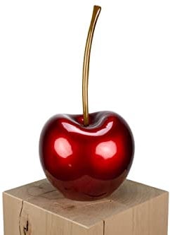 KunstLoft Skulptur modern | 100% HANDGEFERTIGT | 24x48x23cm | Kunststein Statue 'Geschmack des Sommers' | Kirschen | Rot | Deko Figur Wohnzimmer