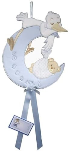 Lazo para nacimiento, luna-chupete, no necesita bordado, color azul