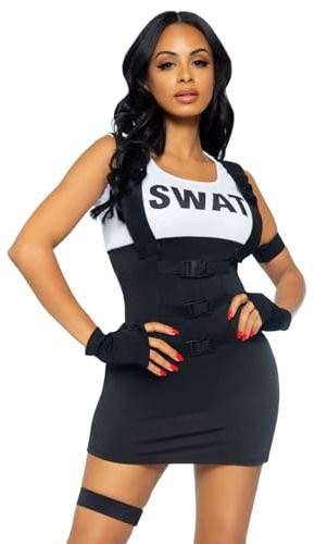 LEG AVENUE Damen Sultry Swat Officer Kost me, Schwarz, Größe XS (EUR 32)