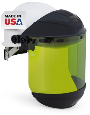 Sellstrom Full Face Shield Mask with Hard Hat - Arc Flash Rated Protective Mask for Work, for Grinding - ANSI Z87.1