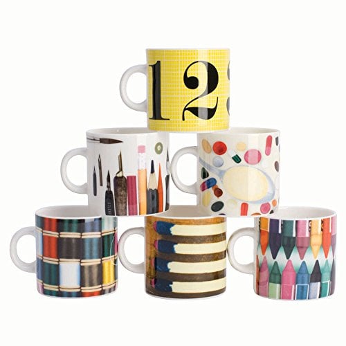 House of Cards Set of 6 Bone China Assorted Espresso Mugs