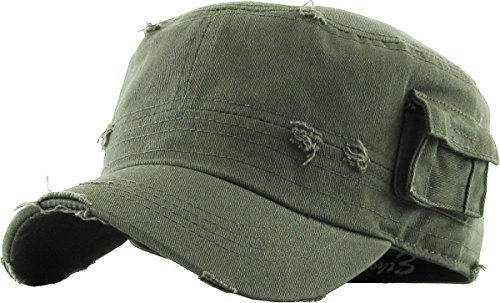 KBETHOS Cadet Army Cap Basic Everyday Military Style Hut (jetzt mit Versteck Pocket Version erhältlich), Olivgrün im Vintage-Stil mit Tasche, X-Large