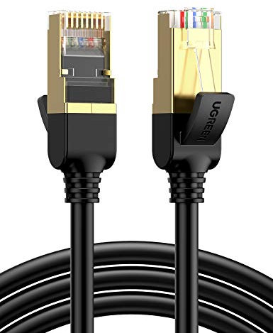UGREEN Cable de Red Cat 7, Cable Ethernet LAN 10000Mbit/s con Conector RJ45 (10 Gigabit, 600MHz, Cable FFTP) Compatible con PS5, Xbox X/S, PC, Cat 6, Cat 5e, Cat 5, Cable Redondo(2 Metros)